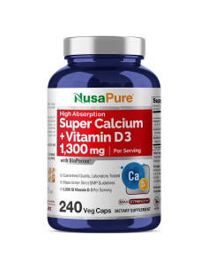 NusaPure Calcio Citrato 1300mg + Vitamina D3 240 Cápsulas