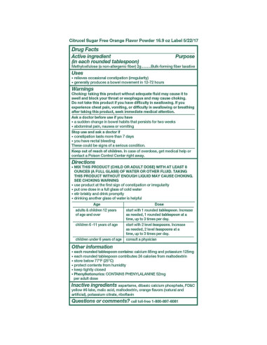 Citrucel Polvo de Fibra Sin Azúcar 478.7g Sabor Naranja