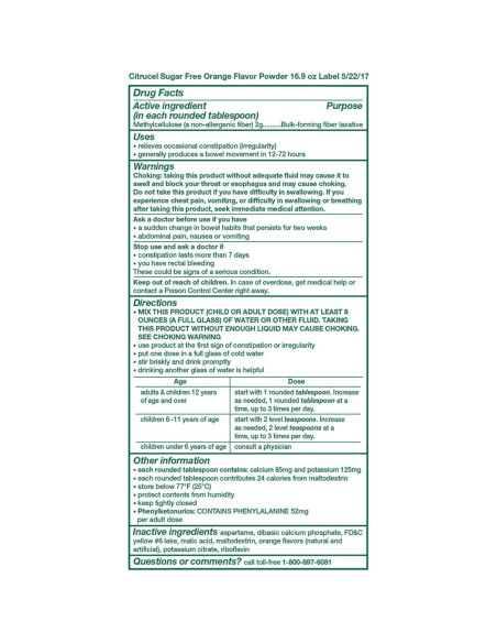 Citrucel Polvo de Fibra Sin Azúcar 478.7g Sabor Naranja