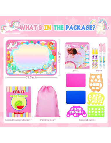 Alfombra de Dibujo Acuático MAIGOZON Unicornio 100x70cm