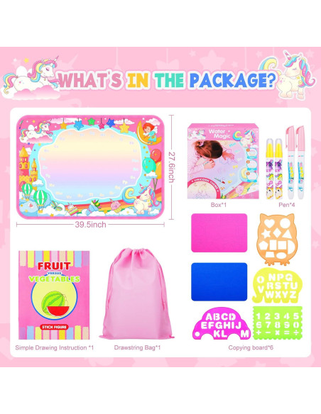 Alfombra de Dibujo Acuático MAIGOZON Unicornio 100x70cm