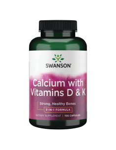 Suplemento de Calcio Swanson con Vitaminas D y K 100 Cápsulas