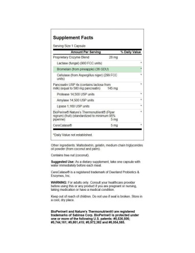 Swanson Digestitol - Suplemento Digestivo con Enzimas y BioPerine - 60 Cápsulas