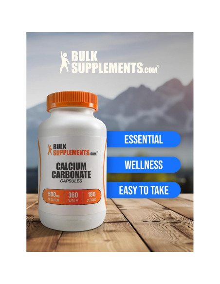Cápsulas de Carbonato de Calcio BulkSupplements 500mg - 360 Unidades