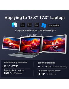 Extensor de Pantalla para Laptop 13.3" Tongliyuan 1080P FHD 2