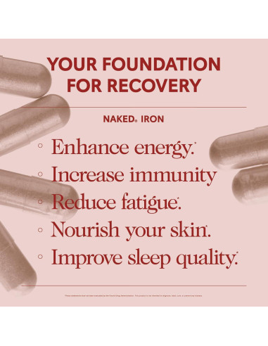 Suplemento de Hierro Naked Nutrition 65mg Bisglicinato 60 Cápsulas