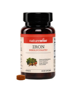 Suplemento de Hierro Bisglicinato NatureWise 90 Tabletas Veganas