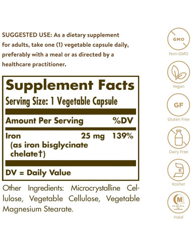 Solgar Hierro Suave 100 Cápsulas - Vitamina E 268 mg