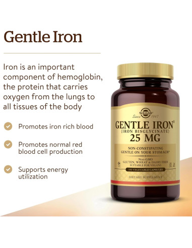 Solgar Hierro Suave 100 Cápsulas - Vitamina E 268 mg