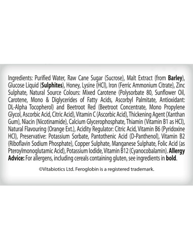 Vitabiotics Feroglobin Líquido Orgánico 500ml Hierro B12