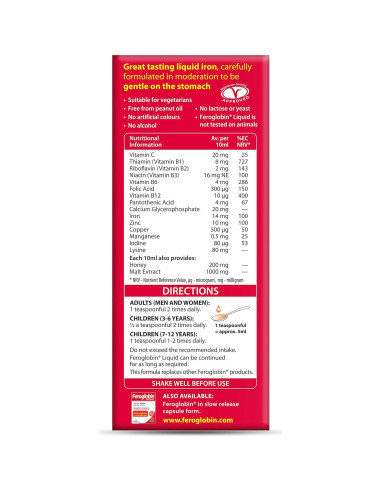 Vitabiotics Feroglobin Líquido Orgánico 500ml Hierro B12