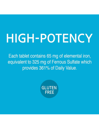 Tabletas de sulfato ferroso 65 mg 21st Century 120 unidades