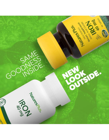 NaturesPlus Hierro 40 mg - 90 Tabletas Vegetarianas Sin Gluten