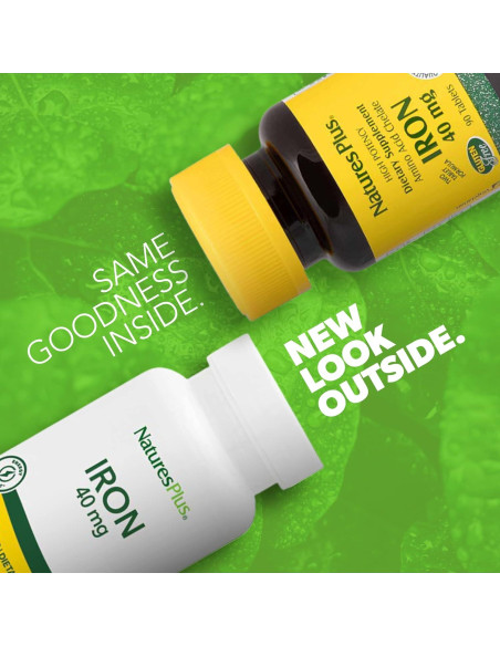 NaturesPlus Hierro 40 mg - 90 Tabletas Vegetarianas Sin Gluten NaturesPlus Hierro 40 mg - 90 Tabletas Vegetarianas Sin Gluten