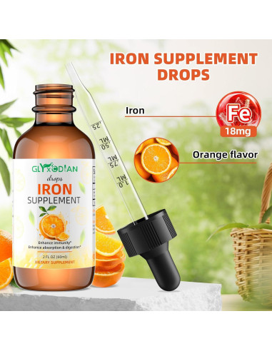 Gotas de Hierro Líquido Glyxcodian 60ml - Absorción Rápida