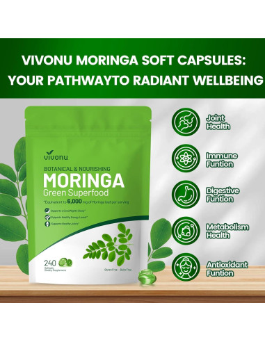 Cápsulas de Moringa VIVONU 240 Unidades - Superalimento Natural