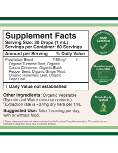 Gotas de Cúrcuma Orgánica Double Wood 60ml - Suplemento con Pimienta Negra 2