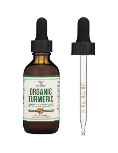 Gotas de Cúrcuma Orgánica Double Wood 60ml - Suplemento con Pimienta Negra