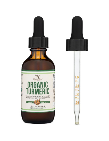 Gotas de Cúrcuma Orgánica Double Wood 60ml - Suplemento con Pimienta Negra