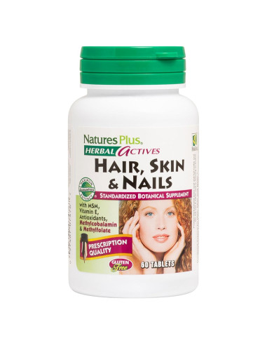 Suplemento Herbal Cabello, Piel y Uñas Nature's Plus - 60 Tabletas Veganas