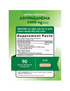 Cápsulas de Ashwagandha Verdad de la Naturaleza 3000mg 90 Unidades 2