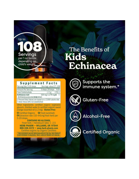 Extracto de Glicerina de Equinácea Sin Alcohol Herb Pharm 30 ml
