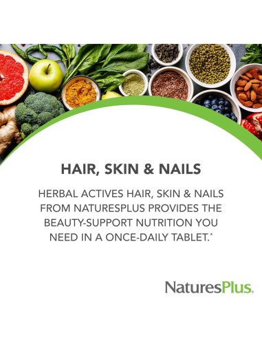 Suplemento Herbal Cabello, Piel y Uñas Nature's Plus - 60 Tabletas Veganas