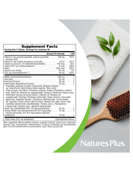 Suplemento Herbal Cabello, Piel y Uñas Nature's Plus - 60 Tabletas Veganas Suplemento Herbal Cabello, Piel y Uñas Nature's Plus - 60 Tabletas Veganas