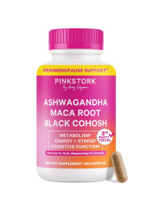 Suplemento Hormonal Pink Stork 60 Cápsulas Veganas - Ashwagandha, Maca, Cohosh Negro