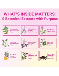 Suplemento Hormonal Pink Stork 60 Cápsulas Veganas - Ashwagandha, Maca, Cohosh Negro 2