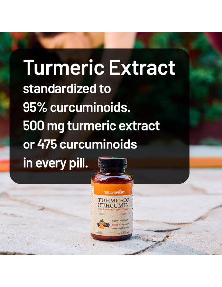 Suplemento de Cúrcuma Curcumina NatureWise 500mg 90 Softgels