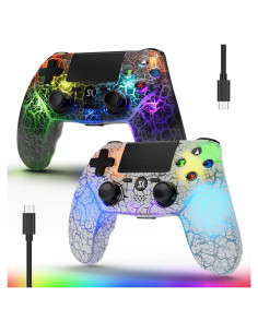 Controladores Inalámbricos Boowen para PS4 - 2 Piezas LED RGB