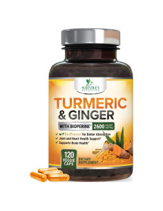 Suplemento de Cúrcuma Curcumina 2600mg Nature's Nutrition - 120 Cápsulas Veganas