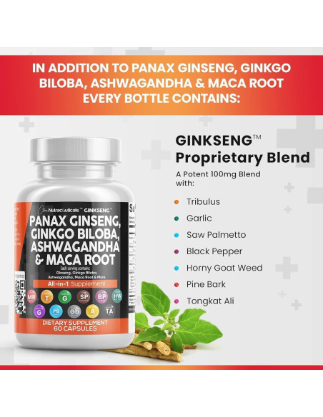 Suplemento Clean Nutraceuticals Ginseng y Ginkgo Biloba 60 Cápsulas Suplemento Clean Nutraceuticals Ginseng y Ginkgo Biloba 60 Cápsulas