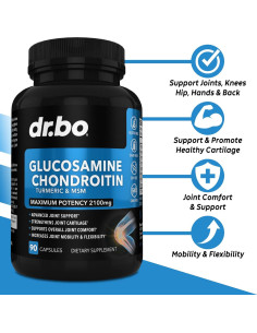 Suplemento Articular Glucosamina Condroitina MSM Cúrcuma 2100mg 2