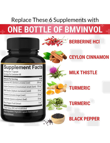 Suplemento de Berberina con Canela de Ceilán 60 Cápsulas