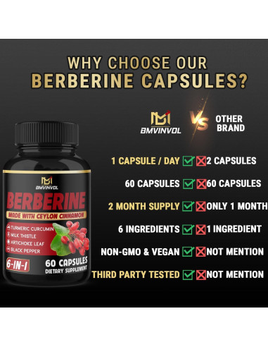 Suplemento de Berberina con Canela de Ceilán 60 Cápsulas