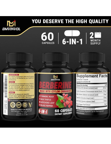 Suplemento de Berberina con Canela de Ceilán 60 Cápsulas
