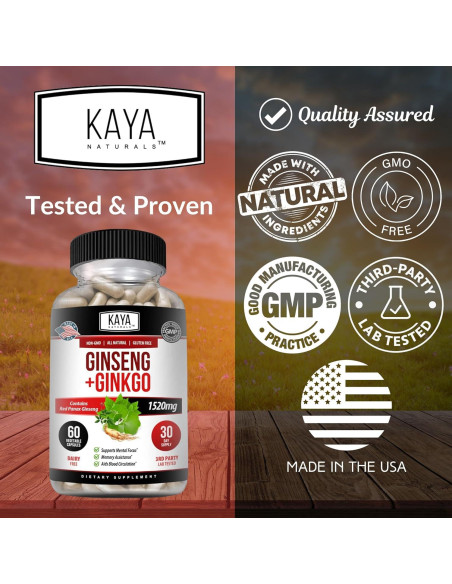 Suplemento Nootrópico Kaya Naturals Ginseng y Ginkgo 60 Cápsulas Suplemento Nootrópico Kaya Naturals Ginseng y Ginkgo 60 Cápsulas
