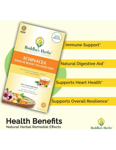 Té de Equinácea Premium Buddha's Herbs - 88 Bolsitas Orgánicas