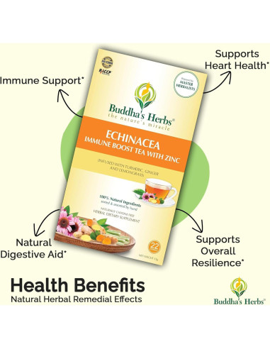 Té de Equinácea Premium Buddha's Herbs - 88 Bolsitas Orgánicas