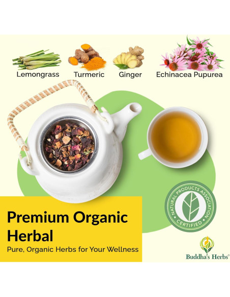 Té de Equinácea Premium Buddha's Herbs - 88 Bolsitas Orgánicas Té de Equinácea Premium Buddha's Herbs - 88 Bolsitas Orgánicas