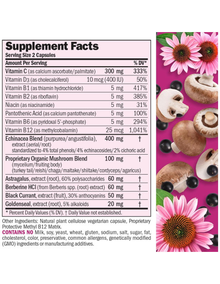 ANDREW LESSMAN Factores Inmunes 30 Cápsulas - Vitamina C, Equinácea, Hongos