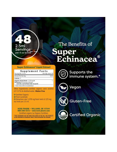 Extracto Líquido Echinacea Super Herb Pharm 118 ml Orgánico