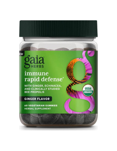 Gomas Inmunológicas Orgánicas Gaia Herbs con Jengibre y Equinácea - 60 Unidades