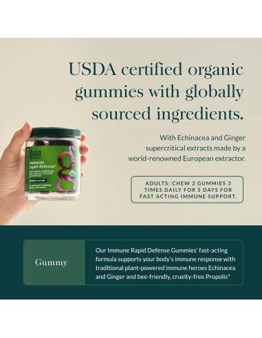 Gomas Inmunológicas Orgánicas Gaia Herbs con Jengibre y Equinácea - 60 Unidades