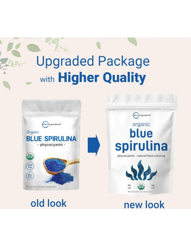 Polvo de Espirulina Azul Orgánica Micro Ingredients 60g - Sin Olor a Pescado
