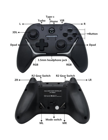 Controlador Inalámbrico Eagolloar con RGB y Paletas Ajustables