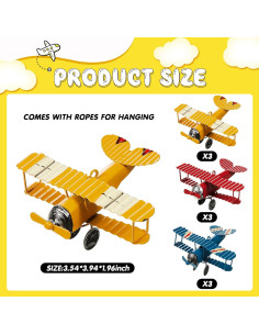 Adornos de Aviones de Metal Therwen 9 Pcs Vintage 2