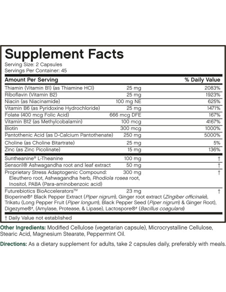 Futurebiotics Stressassist L-teanina Ashwagandha 90 Cápsulas
